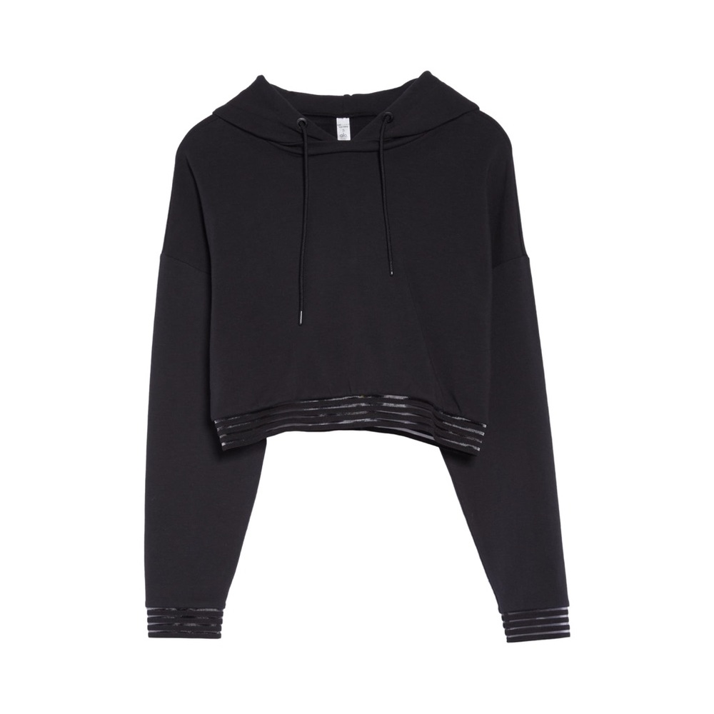 Alo Yoga K-O Illusion-Hem Crop Hooded Sweatshirt - Picture 4 of 6